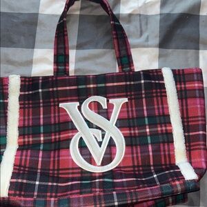 Victoria's Secret Red and Green Plaid Tote